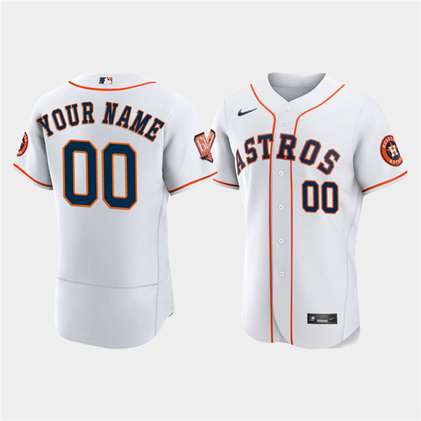 Men's Houston Astros Active Player Custom White 60th Anniversary Flex Base Stitched Baseball Jersey